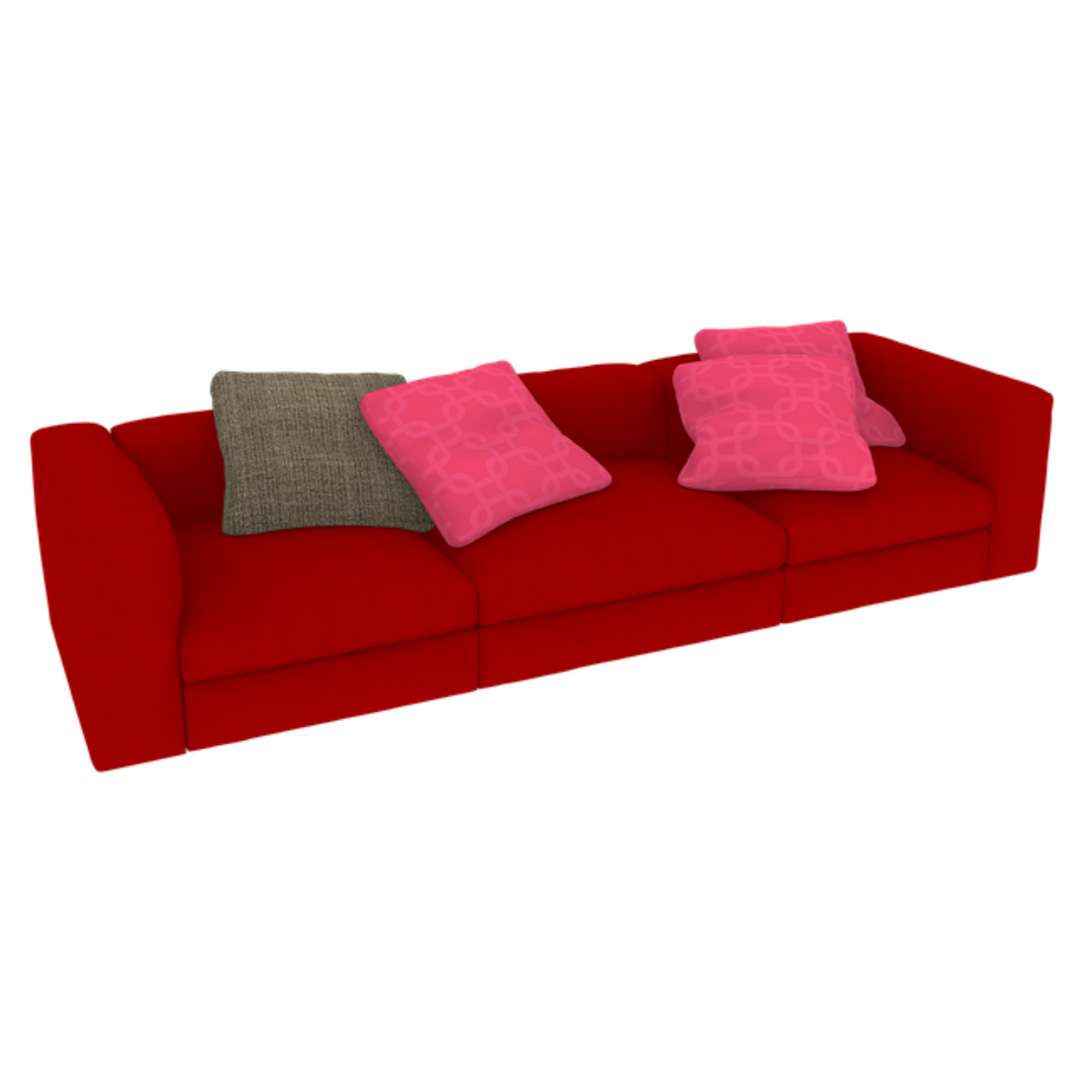 three seater red sofa